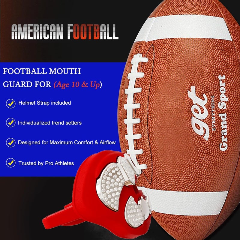 LeCool Football Mouth Guard with Connected Strap- 3D Beast Chrome Adult and Youth Mouth Guard-Mouth Piece for Sports for Maximum Air Flow and Teeth Protection - Image 2